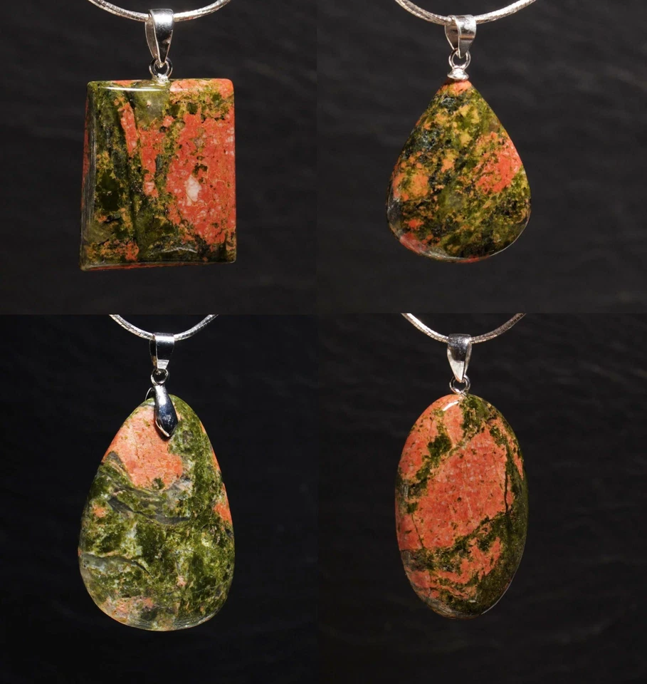 Unikat Edelstein Anhänger mit Unakit Epidot für Ketten und Lederband Steinschatz - Bild 1 von 1