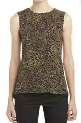 Tory Burch Tanya Women's Size 2 Brown Silk Abstract Leopard Sleeveless Blouse - Image 1 of 4