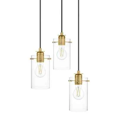 Hampton Bay Regan матовый золотой подвесной светильник с прозрачными стеклянными абажурами - Изображение 1 из 4