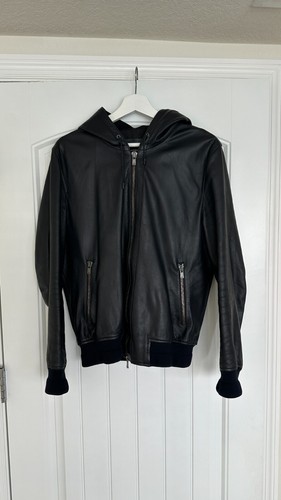Givenchy giacca bomber uomo pelle nera con cappuccio