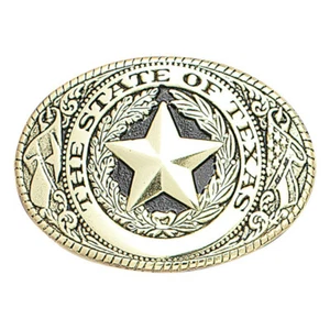 Nocona Mens Belt Buckle Oval The State of Texas Black Gold 37006 - Foto 1 di 1