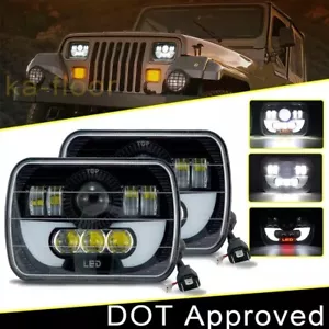 7x6 5x7 300W LED Headlights Hi-Lo for Jeep Wrangler YJ Cherokee XJ Ford F-150 - Picture 1 of 11