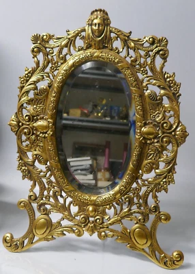 Antique Bradley & Hubbard Gilt Cast Iron Large Easel Back Table Mirror - 18.5" - Image 1 of 4