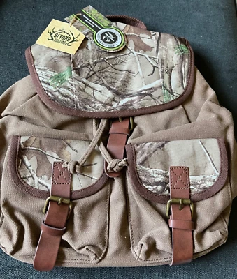 Mochila Beyond Hunting Realtree Xtra Camuflaje Marrón Lona Cuero Correas Nueva con Etiquetas Foto 1 de 4