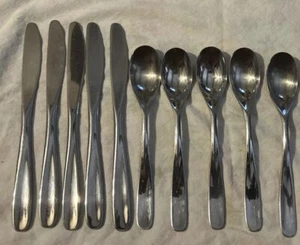 10 Pc Robert Welch SCOOP MIRROR 5 Knives 5 Soup Spoons Stainless Flatware - Picture 1 of 7