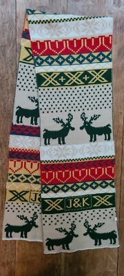 Bufanda de esquí vintage años 80 Navidad reno Nordic Fair Isle copo de nieve 68" acrílico  Foto 1 de 4