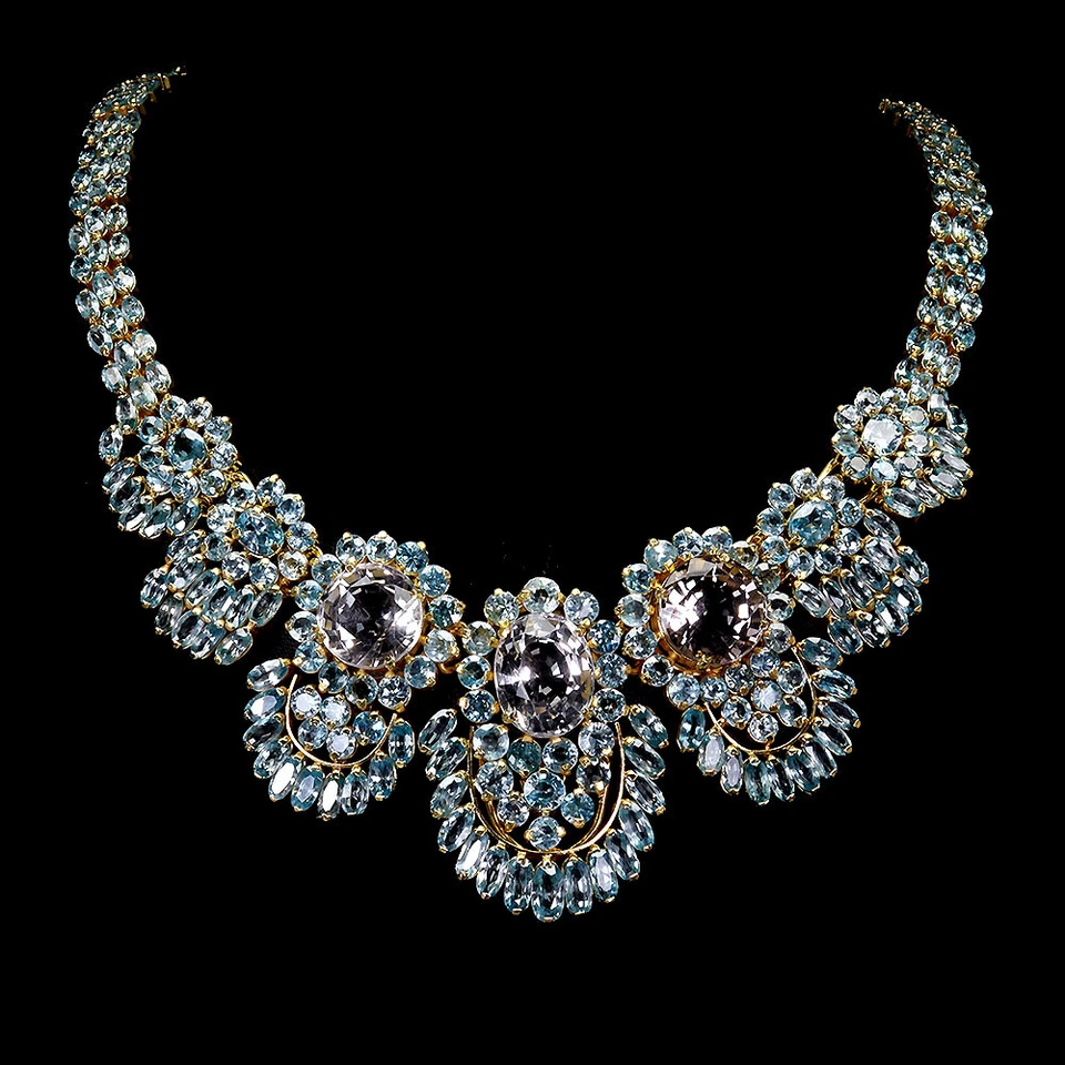 925 Argento Sterling Collana Ovale Quarzo 17x14mm Blu Zircone Gemma Fatto a Mano - Immagine 1 di 4