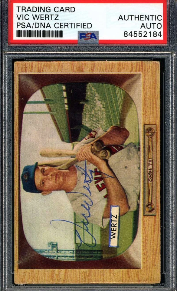 Autógrafo Bowman de 1955 firmado con certificado de autenticidad de ADN de Vic Wertz PSA Foto 1 de 1