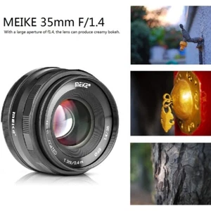 Lente de enfoque manual de gran apertura Meike 35 mm F1,4 APS-C para Nikon J1 J2 J3 J4 J5 - Imagen 1 de 7