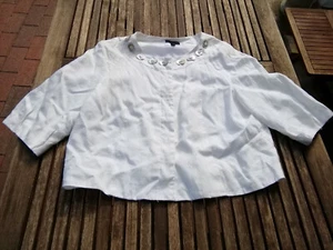 KAPALUA giacca corta lino larga giubbino corto bianco madreperla maniche 3/4 XL 44/46 - Foto 1 di 8