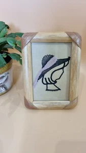 Vintage gerahmte Klöppelspitze Kunstwerk handgefertigte Frau Silhouette 5 x 7 Zoll - Bild 1 von 7