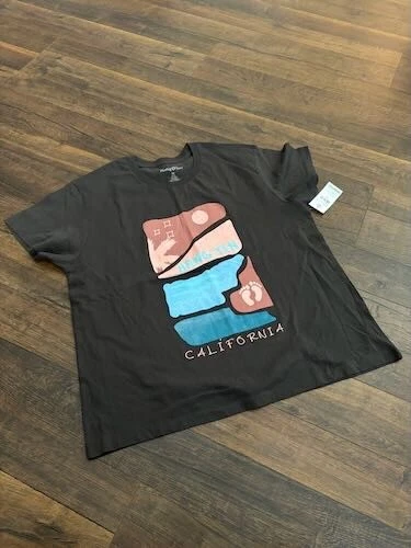 HANG TEN Camiseta Mujer Gráfica, Negra, MEDIANA, Nueva con Etiquetas Foto 1 de 1