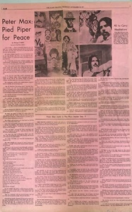 Peter Max The Plain Dealer Original Pink Newspaper Article Story 1971 Unframed - Picture 1 of 1
