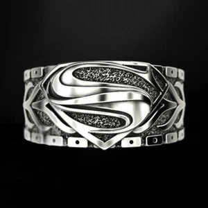 Fashion Superman S shape Carving party Ring Unisex Domineering Retro Men Gift Au - Picture 1 of 5