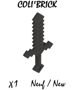 Lego 18787 - 1x Arme Epée Weapon Sword Pixelated Minecraft Pearl Dark Gray Neuf - Imagen 1 de 1