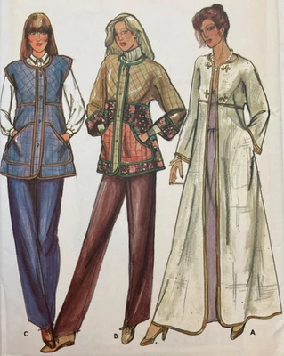 Butterick 3385 Duster Coat Jacket or Vest Pattern +Transfer  Sz M 12-14 Uncut FF - Image 1 of 4