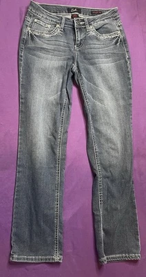 Earl Jean Womens Skinny Ankle Blue Denim Jeweled Embroidered Stretch Size 6P - Image 1 of 4