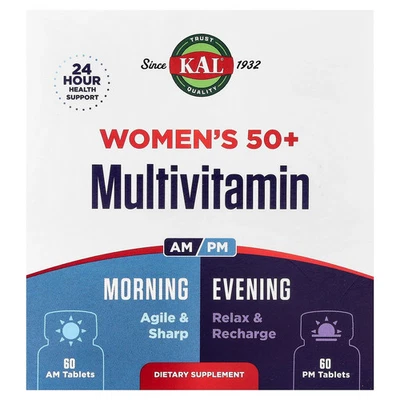 Mujer 50+ Multivitamínico, Mañana y Noche, Pack de 2, 60 Comprimidos Cada uno Foto 1 de 3