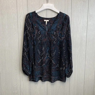 Joie шелк черный синий v-образным вырезом блузка верхний размер маленький - Изображение 1 из 4
