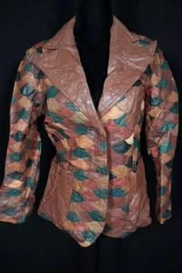 Vintage 1970's Patchwork Leather Woman's Jacket Size Small - Picture 1 of 3