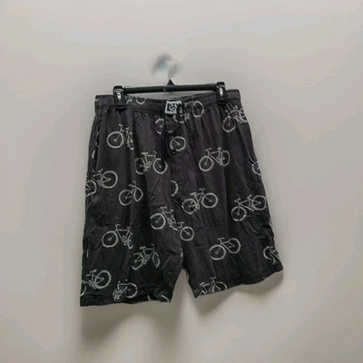 Lazyone Men's Gray w/ Bicycle Pattern Sleepwear Shorts Large w/ Pockets 1103-52 - Image 1 of 3