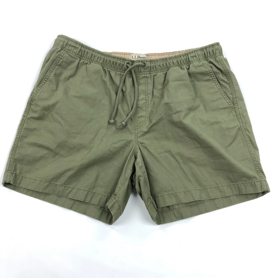 Pantalones Cortos LL Bean Dock Para Hombre XL Verde Cintura Elástica Cordón Heritage Foto 1 de 4