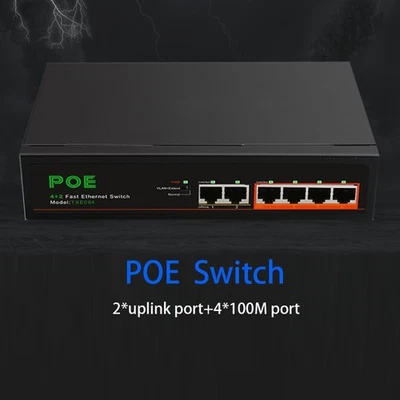 100M POE Switch Plug and Play Ethernet Network Switch RJ-45 LAN Adapter RJ45 Hub - Image 1 of 4