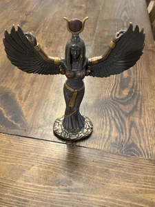 Egyptian Goddess Isis W/ Open Wings Statue Deity of Magic Nature Motherhood 12” - Picture 1 of 16