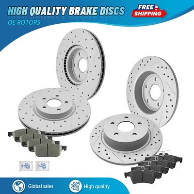 Pastilhas de rotores frontais traseiras perfuradas com fenda para 2013-2016 Ford Escape Transit Connect - Imagem 1 de 4