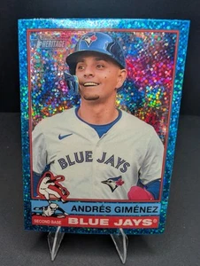 2025 Topps Heritage Andres Gimenez #387 Chrome Light Blue Sparkle - Picture 1 of 2