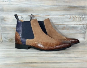 MELVIN & HAMILTON Rico 12 Men's Chelsea Leather Boots Brown Navy LuxuryBrand - Picture 1 of 24