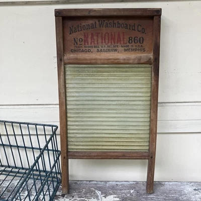 Vintage National Washboard Co. No. 860 “Glass King” Primitive Laundry Washboard - Image 1 of 4