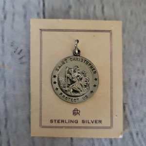 Vintage Sterling Silver St. Christopher Patron Saint Travel Protection Pendant  - Picture 1 of 5