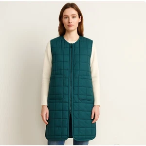Rebecca Minkoff SZ XL Long Quilted Puffer Vest Deep Sea NWOT $268 Runs Large - Picture 1 of 8