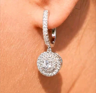 Moda Circón Cúbico Incrustaciones Gota Oreja Hebilla Pendientes Mujeres Boda Joyería Regalos Foto 1 de 4