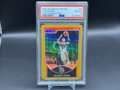 Baloncesto cromado Bowman Jason Kidd #55 refractor dorado 2007-08/99 PSA 8 Foto 1 de 2