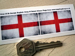 Par de pegatinas sucias y descoloridas con bandera sucias y descoloridas de 50 mm para automóvil/motocicleta de Inglaterra St. Georges - Imagen 1 de 1