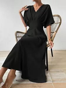 Elegant V-Neck Dolman Sleeve Maxi Dress ✨ - Picture 1 of 25