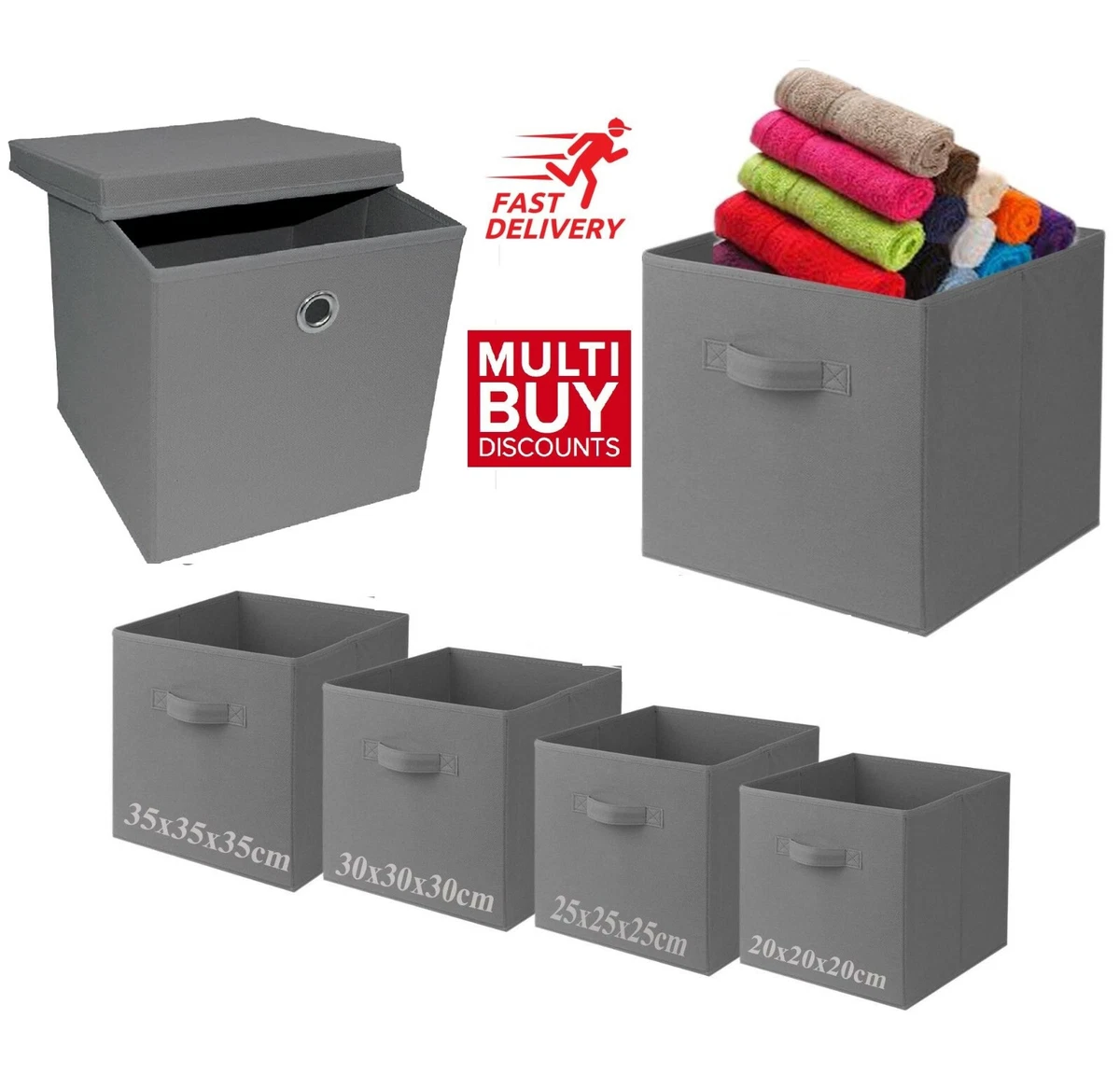 Temary 4-Pack Foldable Cube Storage Bins - 15x13x13 Inch Fabric & Cardboard Organizers, White & Purple, With Handles - View #11