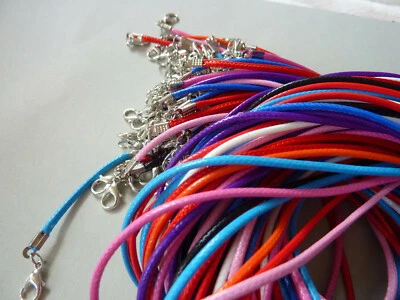 Halskette Damenkette mit Karabiner Verschluss, Baumwollkordel gewachst 2919 - Bild 1 von 4