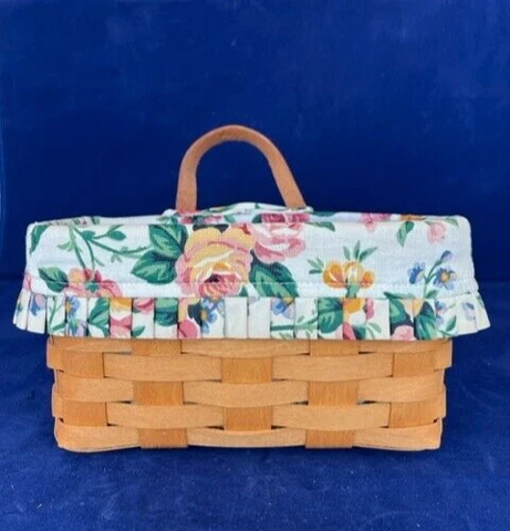 Longaberger 1996 Medium Hanging Key Basket w/Leather Strap Cover