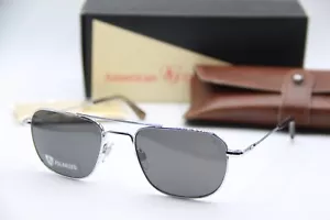 NEW AMERICAN OPTICAL CHECKMATE C3 SILVER POLARIZED AUTHENTIC SUNGLASSES 56-21 - Picture 1 of 5