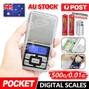 Pocket Digital Mini Scales 0.01g 500g Precision Weight Balance Silver Mel - Picture 1 of 9