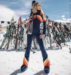 Perfect Moment Navy Blue Rainbow Tignes XL Ski Snow Suit NWOT Jumpsuit One Piece - Picture 1 of 11
