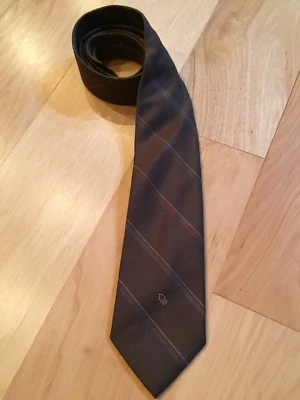 CHRISTIAN DIOR 57L логотип коричневый синий серый красный кремовый шелковая смесь шеи галстук Италии США - Изображение 1 из 4