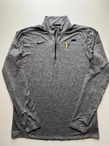 Nike Utah Jazz Sweatshirt Mens XLT Gray Dri-Fit 1/4 Zip Team Issue Authentic NBA Cover