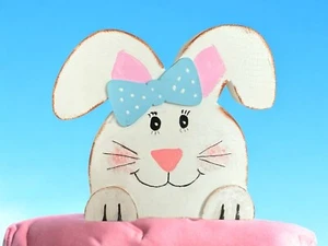 Easter Bunny Wood Shelf Sitter Home Decor Spring Collectible Tier Tray Handcraft - Picture 1 of 6