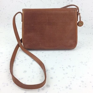 Monsac Original Vintage Braun Leder Schultertasche Handtasche Geldbeutel Taschen - Bild 1 von 10