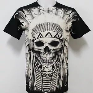 T-shirt Indian Skull Rattoo Reaper Scarica G6 taglia M-XXL - Foto 1 di 3