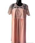 Nwt Gor&Sin Womens Pink Maternity Dress Lace Top Lined Skirt Tie Back Waist 2/40